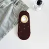 Meias Invisíveis de Cano Baixo para Mulheres, Finas de Verão, Coloridas da Moda com Bolinhas, Meias Sociais Baixas Antiderrapantes de Silicone Fofas para Meninas e Estudantes