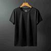 Camiseta Lisa de Color para Hombre Verano Llana Seda de Hielo Secado Rápido Manga Corta Malla Elástica Cuello Redondo Estilo Delgado Camiseta 1005
