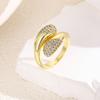 Anillo abierto geométrico en espiral de cobre de 18 quilates, ligero y de lujo, con forma de gota, ajustable, para mujer.