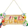 Rattanview Decoración de Fiesta Hawaiana Aloha Colgante de Madera para Fiesta Suministros para Fiesta Cartel de Puerta Decoración Colgante