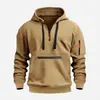Sudadera con capucha para hombre 2025 Transfronteriza Cremallera Múltiples Bolsillos Sudadera de Estilo Pulóver Casual Sudadera con Capucha Media Cremallera para Hombre