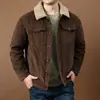 Ropa de pana para hombre con relleno de algodón para invierno, forro polar, engrosada, chaqueta corta vintage acolchada de algodón, chaqueta casual de piel de cordero de talla grande