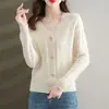 2026 Suéter de Tricô Feminino Primavera e Outono Novo Solto Estilo Coreano Curto Cor Sólida Roupa Externa Moda Manga Longa Top Jaqueta