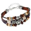 Pulsera punk europea y americana hecha a mano con cuentas de piel de vaca, retro, aleación, para pareja, de cuero, joyería, comercio electrónico transfronterizo, suministro