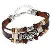 Pulseras de Cuero Tejidas a Mano con Cuentas Punk Europeas y Americanas, Pulseras de Cuero Vintage de Aleación para Parejas, Joyería, Suministro para Comercio Electrónico Transfronterizo
