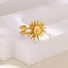 Anillo de Acero Inoxidable con Baño de Oro de 18 Quilates, Doble Capa, Estrella de Mar Sol Tridimensional, Anillo Abrible, Joyería, Venta Caliente Transfronteriza Europea y Americana, Nuevo