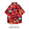 Camisa de manga corta de moda para hombre, camisa fina con estampado floral de verano, camisa de playa hawaiana de estilo Hong Kong que combina con todo, chaqueta holgada de moda