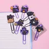Marcapáginas de PVC de gato negro de dibujos animados, clip para papel colorido, papelería creativa para estudiantes, clip para papel grande de gato lindo transfronterizo