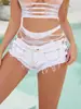 Chegada Nova 2025 Versátil Casual Verão Feminino Europeu e Americano Sexy Shorts Jeans Hot Pants Cintura Baixa Slim Fit Quadril Boate