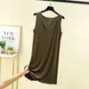 Camisón modal con cuello en V para mujer, vestido de verano de talla grande, suelto, sin mangas, con falda y borde fino, de longitud media