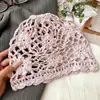Gorro Floral Color Azul Hielo Menta para Niños Gorro Tejido para Niñas 2026 Nuevo Delgado Transpirable Hueco para Bebés Niñas