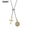 Wt-Jfn56 Exportación Más Vendido Estilo Religioso y Colgante de Cobre con Cruz Ajustable 90cm Delgado Plateado Collar para Pareja
