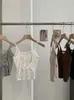KEKEZOON Camisola Sexy Puro Costas Abertas Renda Patchwork Alça Torcida com Bojos para Mulheres Foto Real 8645