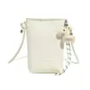 Bolsa de Celular Minimalista de Verão Versátil em Couro Macio com Padrão Lichia para Mulheres, Bolsa Transversal Simples com Toque de Luxo, Bolsa Pequena