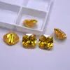 Piedras Sueltas Artificiales al por Mayor en Forma de Cuadrado Gordo, Circonia Dorada, Gemas Doradas en Forma de Cojín para Anillos, Accesorios DIY