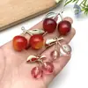 Resina Translúcida Transfronteriza Fruta de Cereza Roja Accesorios para Joyería DIY Pendientes Collar Llavero Colgante