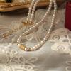 Colar de Pérolas Vintage Francês Feito à Mão com Contas Gommel Corrente de Pescoço de Alta Qualidade Ajustável Luxo Leve Estilo Ins Corrente de Lã