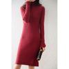 Abrigo a juego Suéter de lana para mujer Vestido con cuello de pelo Adelgazante Ajustado Largo hasta la rodilla Falda base de punto Manga larga Elegante