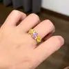 Qi Morado del Anillo Este, Anillos de Huevo de Paloma de Fuego Púrpura Nueve, Mismo Estilo que el Anillo Flor de Bauhinia, Anillo de Fuego Púrpura Nueve