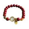 Diretamente do Fabricante, Pulseira de Cinábrio Mineral Cru Natural, Areia Dourada Roxa de Baixo Teor, Pulseira de Cinábrio Estilo Chinês Novo, Presente Retrô