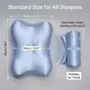 Almohada cervical de espuma viscoelástica con forma de mariposa, tela azul refrigerante antibacteriana impermeable, tamaño 60x41x10/15cm
