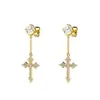Brincos Tendência Coreanos Populares Simples Cruz de Diamante Super Brilhantes Luxo Leve Nicho Temperamento Design de Ponta