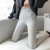 Leggings grises para mujer, otoño y primavera, cintura alta acanalados elásticos ajustados térmicos para otoño e invierno, adelgazantes y moldeadores de piernas