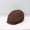 Chapéu octogonal de camurça para mulheres, outono e inverno, estilo retrô, afina o rosto, estilo japonês, boina versátil, estilo britânico, chapéu de bico de pato voltado para a frente