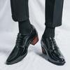 Sapatos de couro plus size aumentados 2024 primavera e outono sapatos masculinos de negócios pontudos sapatos de couro masculinos estilo britânico sapatos de casamento para noivos