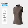 Colete Slim de Gola Meia-Alta, Versátil para Outono e Inverno 8811, Colete Outerwear Elegante de Cor Sólida Emagrecedor Preto Sem Mangas para Mulheres