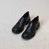 Primer Encuentro con los Zapatos de Cuero para Mujer Silent Commuter, Estilo Vintage, Cierre de Velcro, Mocasines sin Cordones, Zapatos Cerrados de Suela Gruesa