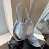 Dopamine Girl Powder Hand Bag Retro Frosted Taro Purple Soft Girl Bucket Bag Vegetable Basket Bag Bolsa portátil
