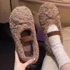 Novas Pantufas de Algodão para Exterior Outono/Inverno com Cobertura de Calcanhar Roupa para Casa para Mulheres Laço Versátil Antiderrapante Resistente ao Desgaste Lã de Cordeiro Atacado