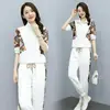 Moda Terno Calças Femininas Verão 2023 Novas Roupas Femininas Estilo Ocidental Esportes Casual Conjunto de Duas Peças Calças Tornozelo Conjunto