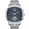 Reloj Transfronterizo para Hombre con Esfera Hueca, Tres Subesferas Falsas, Multifunción, Cronometraje Preciso, Reloj de Cuarzo de Acero para Negocios