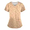 Camiseta de Mujer Cuello en V Uniforme de Enfermera Venta Directa de Fábrica Transfronteriza Europea y Americana Aliexpress Casual Cómoda Estampado de Manga Corta para Mujer