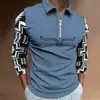 2026 Camisa Polo de Manga Larga Casual para Hombre con Cremallera Personalidad Estampado Digital 3D Transfronterizo Europeo y Americano