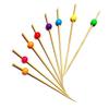 Espetos de Bambu Coloridos Artísticos Feitos à Mão Espetos de Frutas Bolas Redondas Coloridas Espetos para Bolo Sushi Lanche Espetos de Bambu 100 Peças/Pacote Atacado