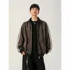 Nueva Chaqueta de Otoño para Hombre Estilo Callejero con Estampado de Leopardo, Cuello Alto, Forro de Felpa, Diseño Retro Americano, Tendencia