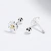 Daisy Screw Cap Screw Brincos Femininos 925 Sterling Silver ins Flower Brincos Estilo Coreano Simples Pequeno Orelha e Osso Decoração de Unhas