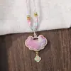 Novo Estilo Chinês Brocado Song Dupla Face Ping An Ru Yi Fechadura Colar Pingente de Borla Feito à Mão Acessórios Hanfu DIY Atacado