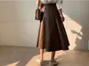 Falda de Cuero Acampanada Simple Estilo Coreano Otoño e Invierno 2025 en Stock