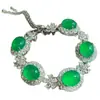 Set de Lujo de Calcedonia Verde con Collar Incrustado de Diamantes, Anillo, Pendientes y Pulsera Juego de Cuatro Piezas, Joyería Elegante para Banquetes, Nicho de Lujo Ligero