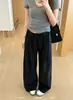 Trece LíneasKAPOKCintura Elástica Versátiles de Pierna Ancha Pantalones Casuales 63037 de Cintura Alta Adelgazantes Casuales