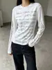 Ropa de Mujer Estilo Americano y2k Ins Estampado en Inglés Camiseta de Manga Larga para Mujer Cuello Redondo Ajustada Capa Base Top Hot Girl Venta al por Mayor