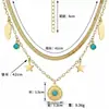 Moda Europea y Americana Chapado en Oro de 18 Quilates Oro Genuino Venta Caliente Transfronteriza Turquesa Ojo Maligno Acero Inoxidable Collar para Mujeres, Lujo Ligero