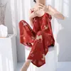 Nuevo Pijama Sexy de Algodón y Seda para Mujer de Primavera y Otoño, Estilo Delgado de Verano, Estilo Puro Deseo, Sensación de Alta Gama, Conjunto de Ropa de Dormir de Camisola y Pantalones Largos