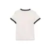 Para Ropa Europea y Americana de Mujer Transfronteriza Aliexpress Venta Caliente Verano Elegante Versátil Bloque de Color Floral Cuello Redondo Manga Corta Top de Punto