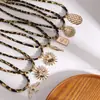 Nz3477 Collar de Cuerda de Terciopelo con Estampado de Leopardo Europeo y Americano Transfronterizo Colgante de Pez Sol Colgante Único Diseño de Moda Joyería para Mujer