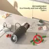 Molino Eléctrico para Condimentos, Molinillo Automático de Sal y Pimienta Recargable Tipo-C, Molinillo de Especias con Granulometría Ajustable para Cocina